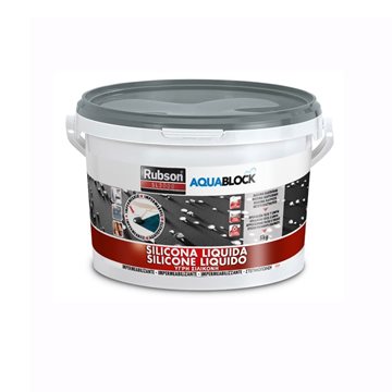 Visualizza i dettagli per Rubson aquablock - silicone liquido impermeabile universale rubson-aquablock-silocone -liquido- grigio-5kg